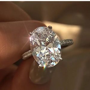S925 Silver Ring Women White Sapphire Ring